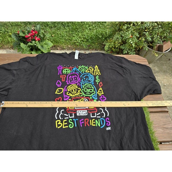 All Elite Crate Best Friends Black T Shirt 3XL  AEW Orange Cassidy Neon Colors - Picture 8 of 9
